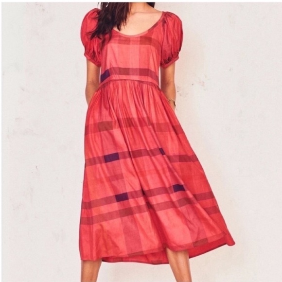 LoveShackFancy Lais Silk Midi Dress Ruby Red - Picture 1 of 10